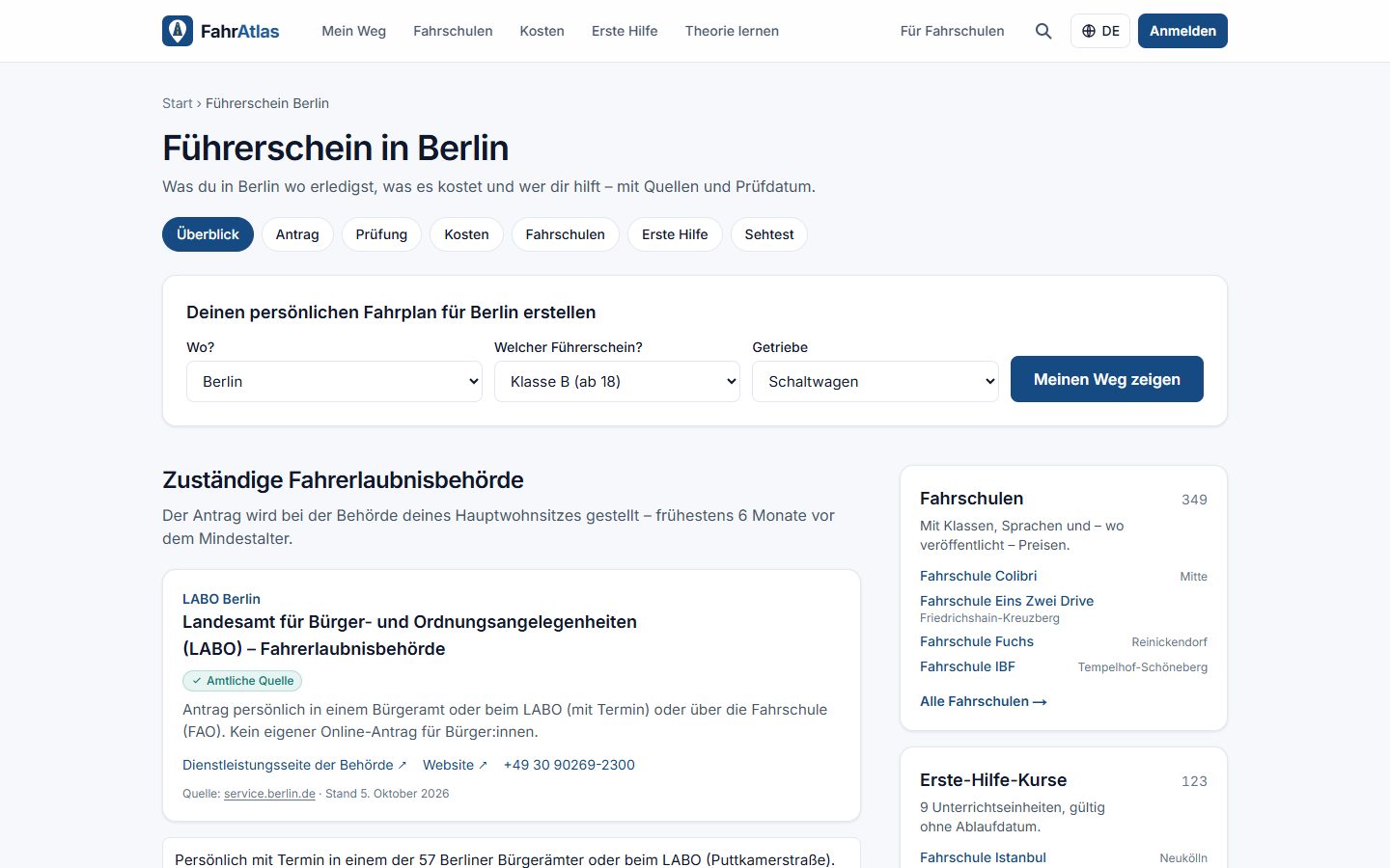 City page: driving licence in Berlin