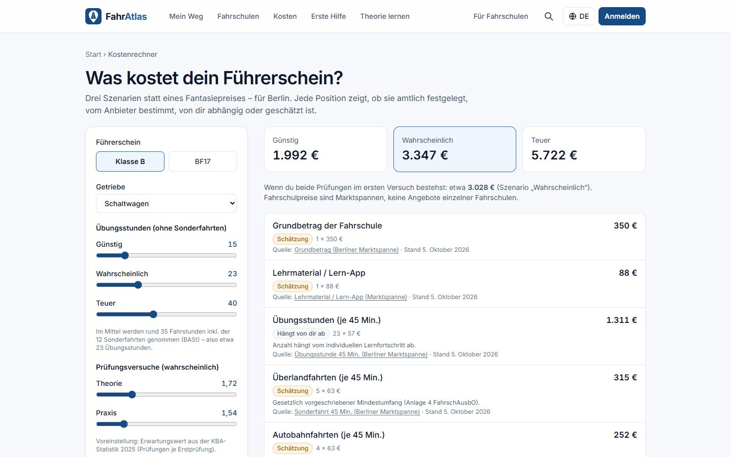 Cost calculator