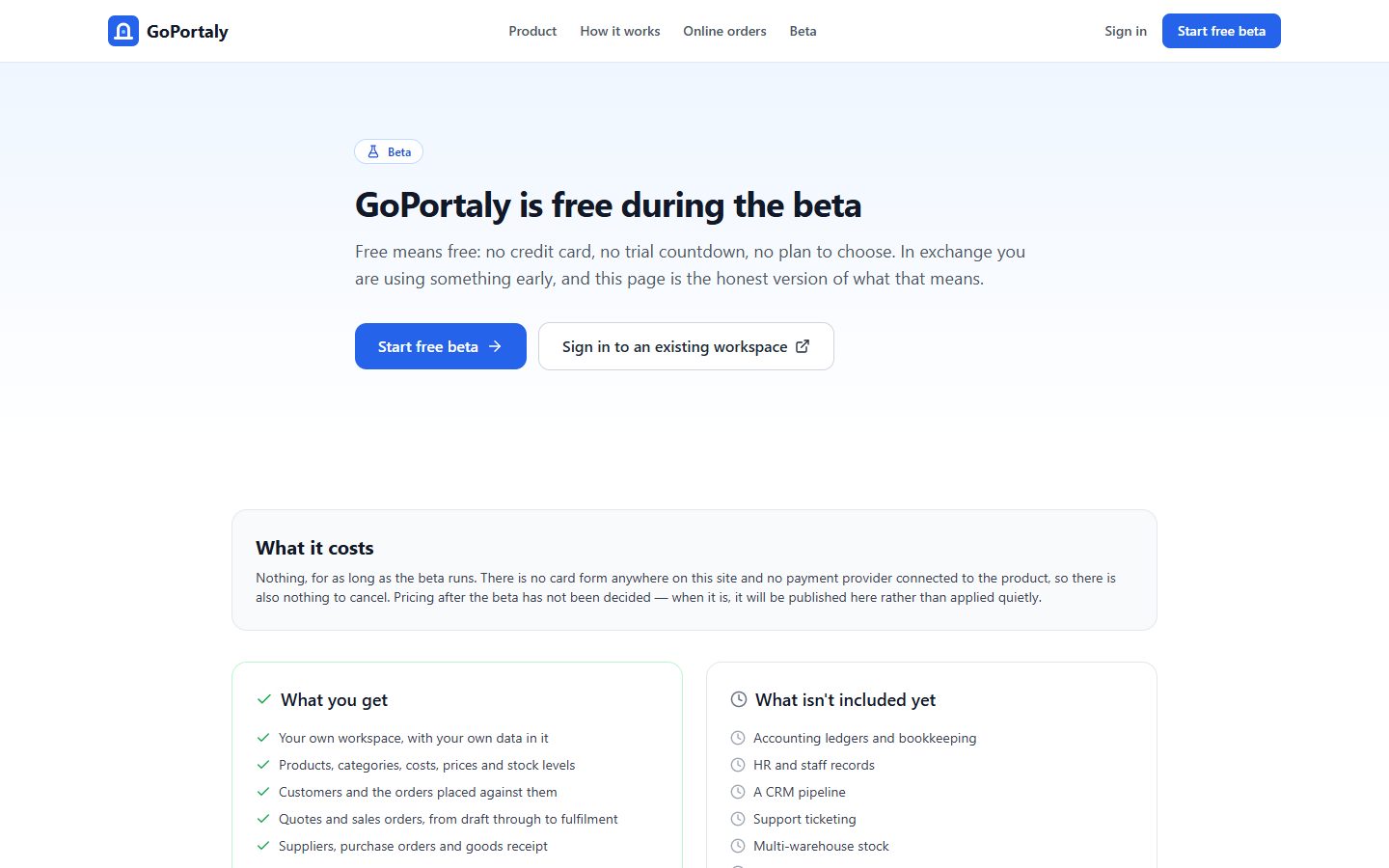 What is in the free beta
